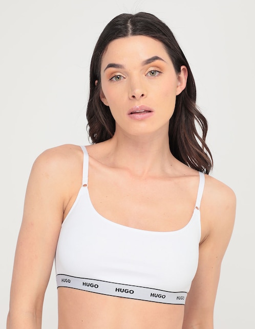 HUGO Bralettes Elásticos De Algodón Con Logotipo Repetido Para Mujer 