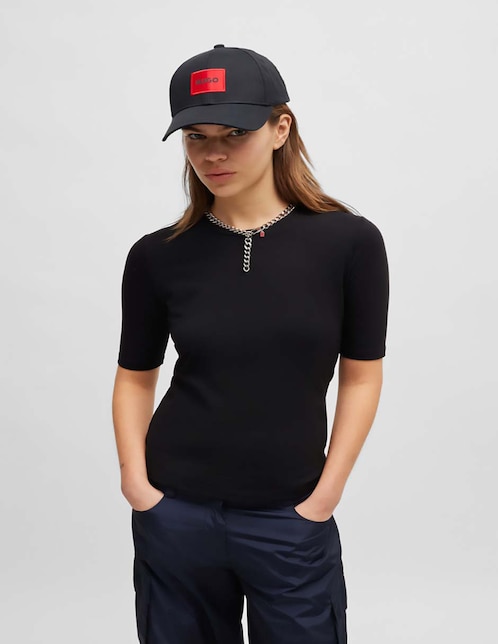 Playera manga corta HUGO Nos cuello redondo para mujer