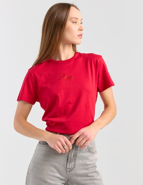 Playera manga corta Hugo cuello redondo para mujer