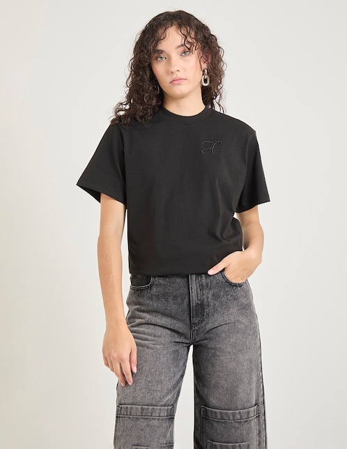 Playera manga corta Hugo cuello redondo para mujer
