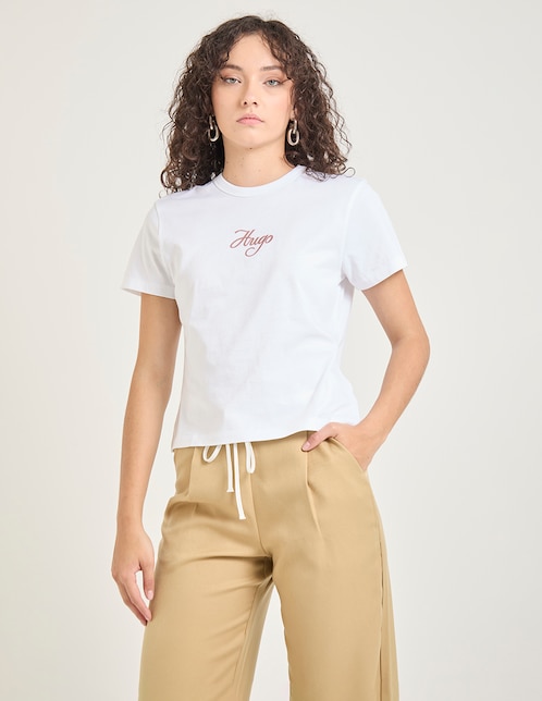 Playera manga corta Hugo cuello redondo para mujer