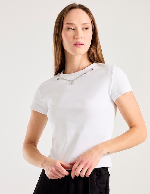 Playera manga corta Hugo cuello redondo para mujer