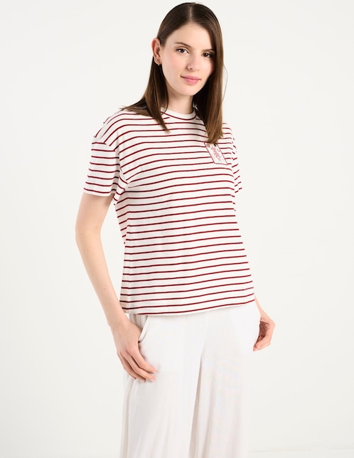 Playera manga corta cuello redondo para mujer 1