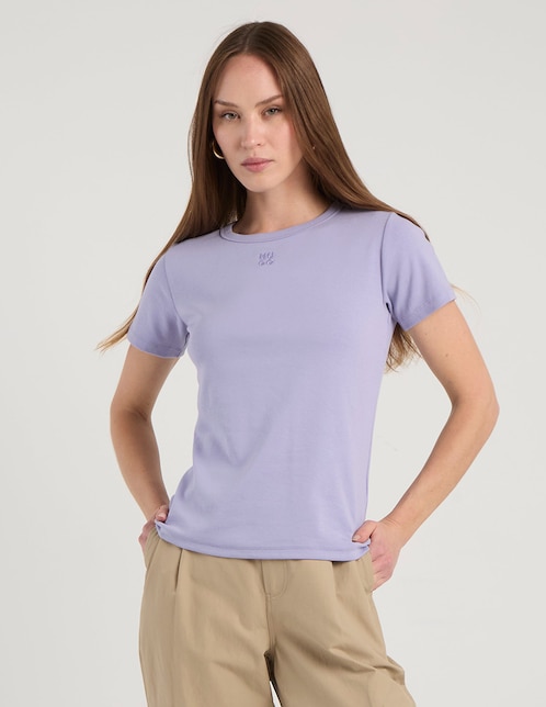 Playera manga corta Hugo cuello redondo para mujer