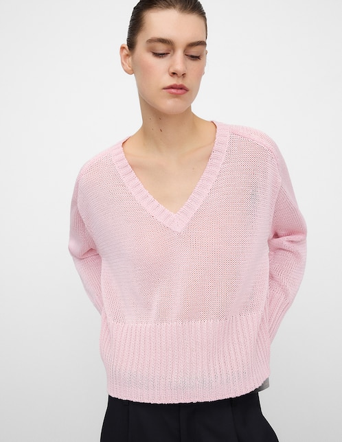 Suéter cuello V para mujer 1