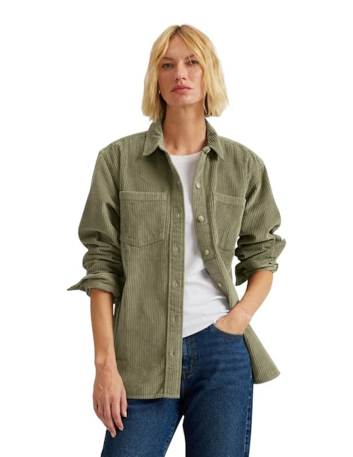 "camisa/sobrecamisa" eddie bauer "de" pana "manga" larga "para mujer"