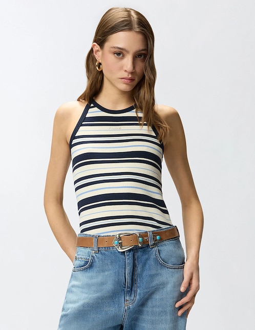 Playera tank cuello halter para mujer 1