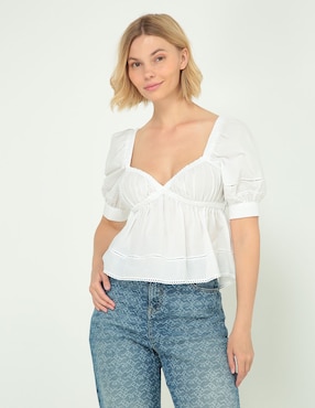 Blusa Peplum Pinko Manga Corta Para Mujer