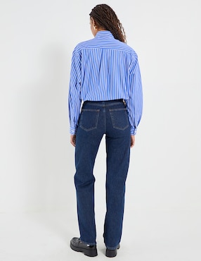 Jeans straight Sporty & Rich corte cintura para mujer