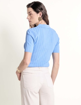 Playera manga corta Sporty & Rich cuello camisero para mujer