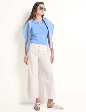 Playera manga corta Sporty & Rich cuello camisero para mujer