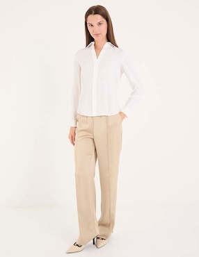 Blusa camisera Max&Co manga larga para mujer