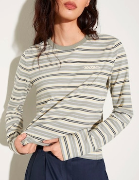 Playera manga larga Max&Co cuello redondo para mujer