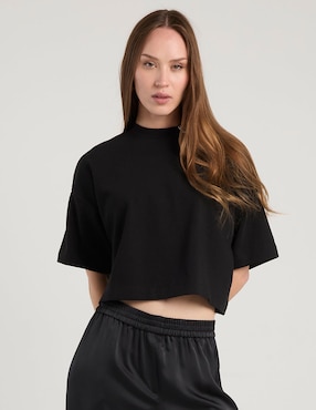 Playera manga al codo Hugo cuello redondo para mujer