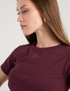Playera manga corta Hugo cuello redondo para mujer