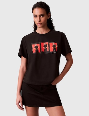 Playera manga corta Calvin Klein cuello redondo para mujer