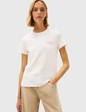 Playera manga corta Tommy Jeans cuello redondo para mujer