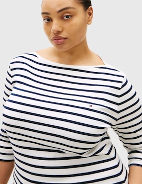 Playera manga 3/4 Tommy Hilfiger cuello ojal para mujer