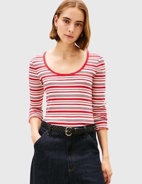 Playera manga larga Tommy Hilfiger cuello redondo para mujer