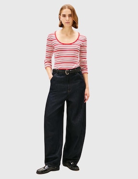 Playera manga larga Tommy Hilfiger cuello redondo para mujer