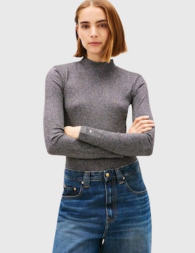 Playera manga larga Tommy Hilfiger cuello alto para mujer