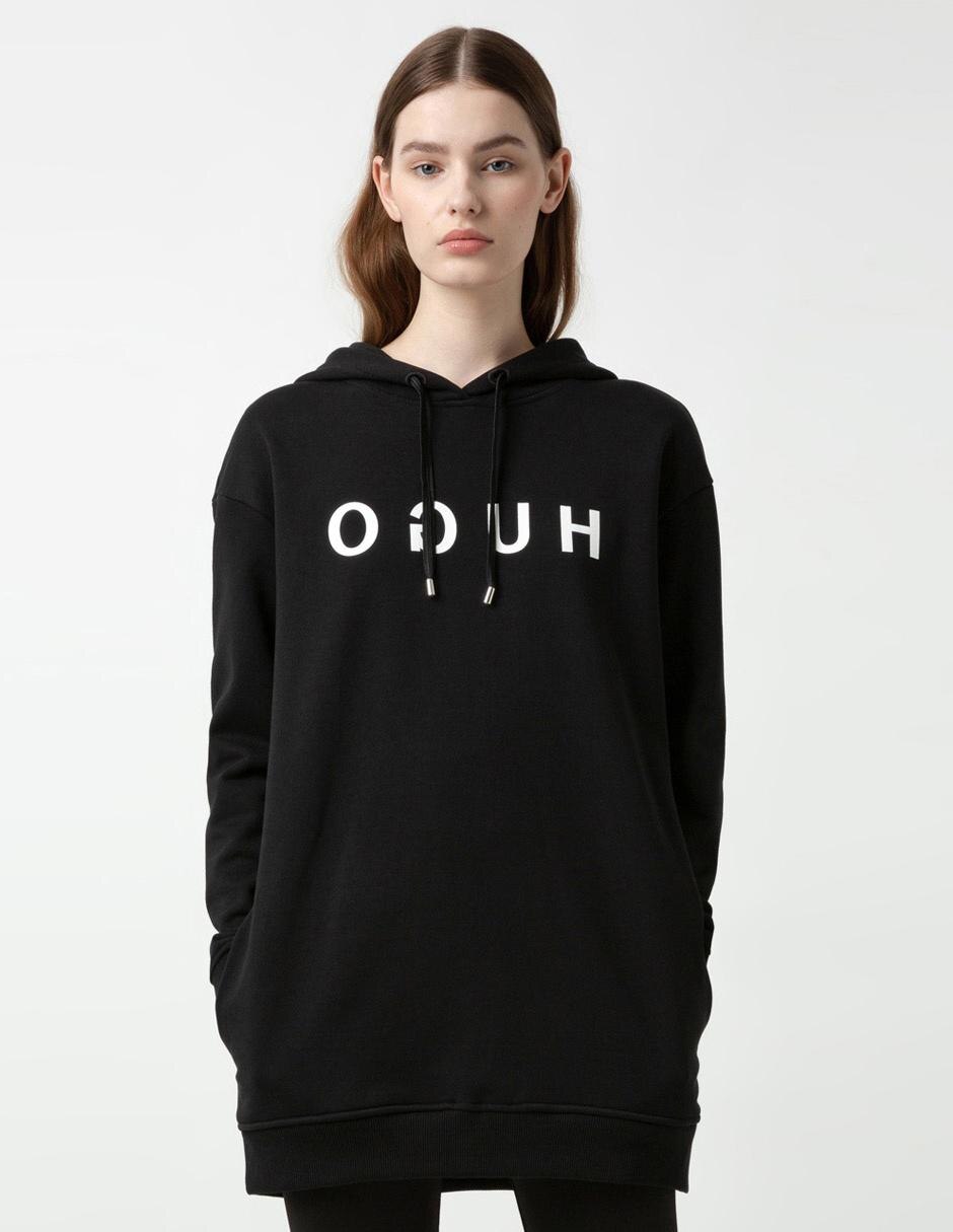 Sudadera larga HUGO con capucha de corte relajado con logo invertido en  Liverpool
