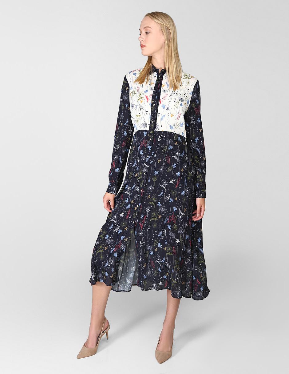 Vestido Diseño Floral Pennyblack Marino Con Casual Azul eID29EWHY