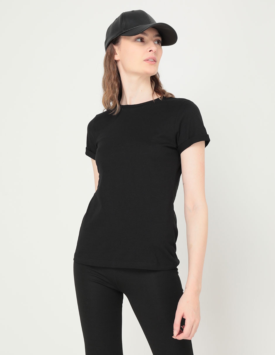Playera manga corta cuello redondo para mujer