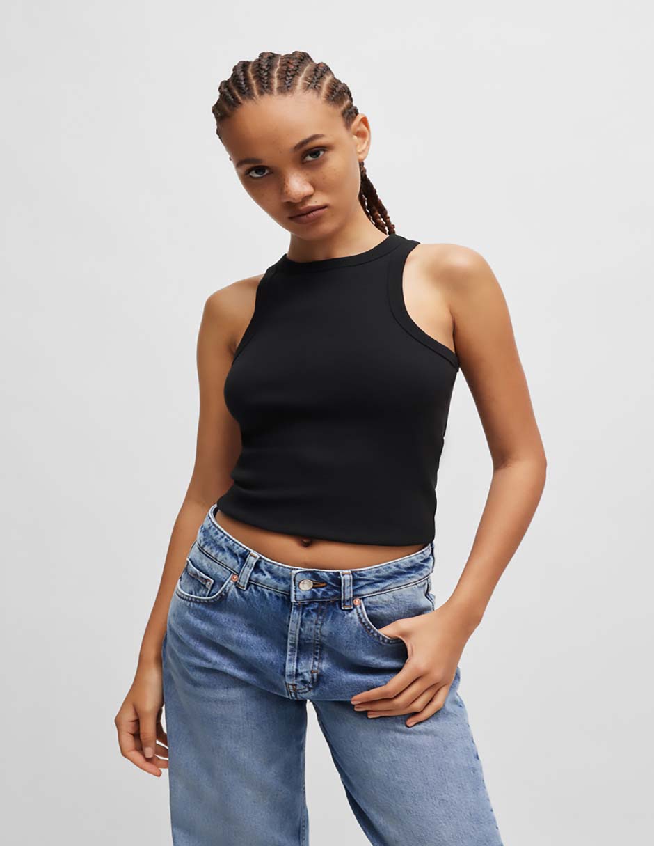 Top cuello redondo