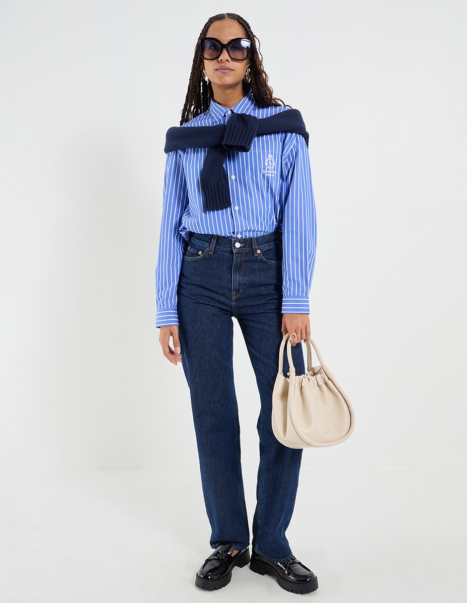 Jeans straight corte cintura para mujer 4