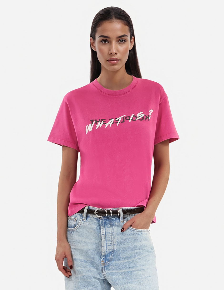 Playera manga corta cuello redondo para mujer