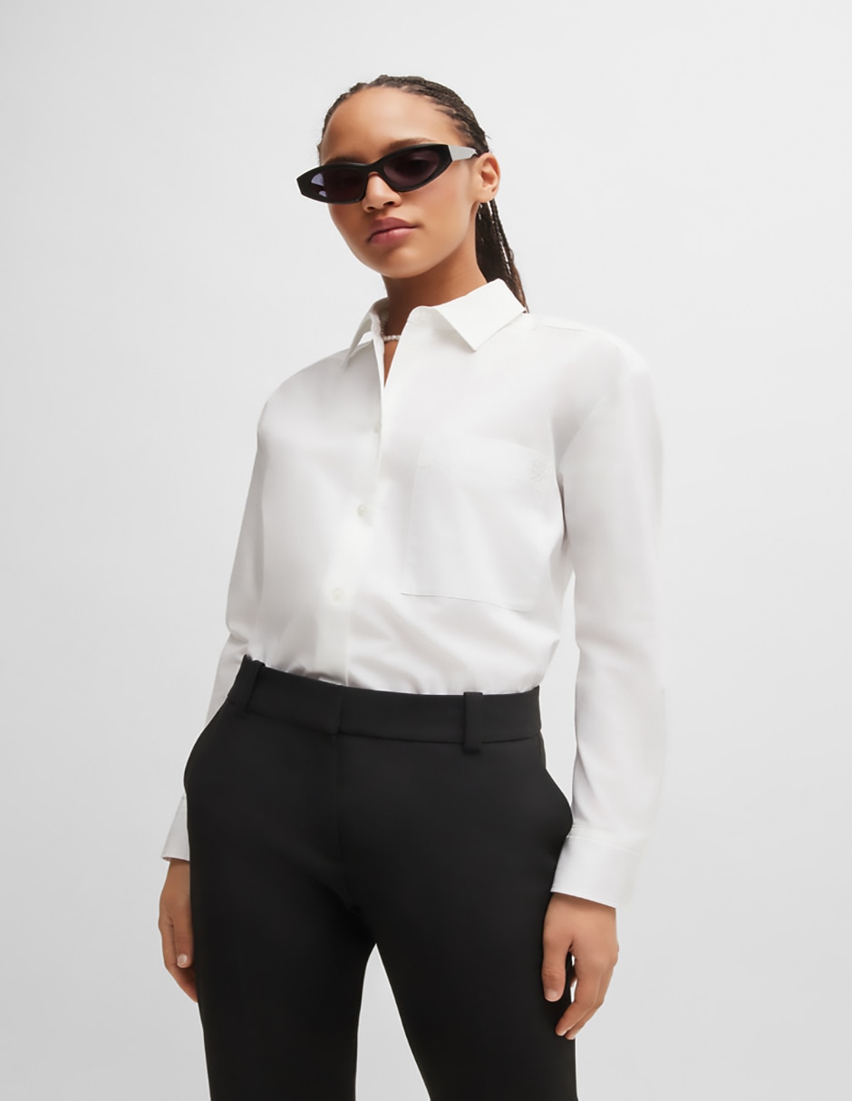 Blusa camisera manga larga para mujer