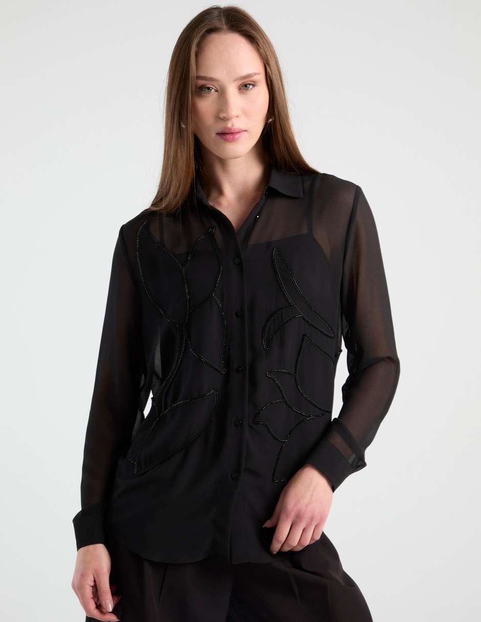 Camisa de algodón manga larga para mujer