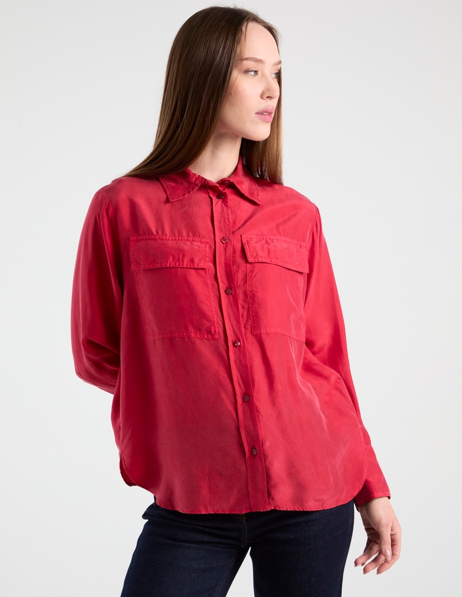 Camisa de algodón manga larga para mujer