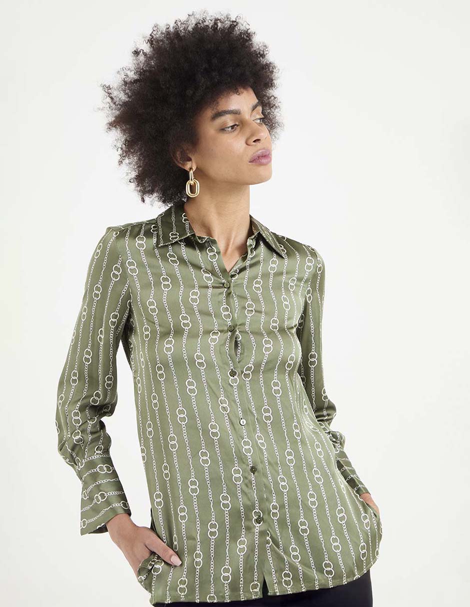 Camisa de algodón manga larga para mujer