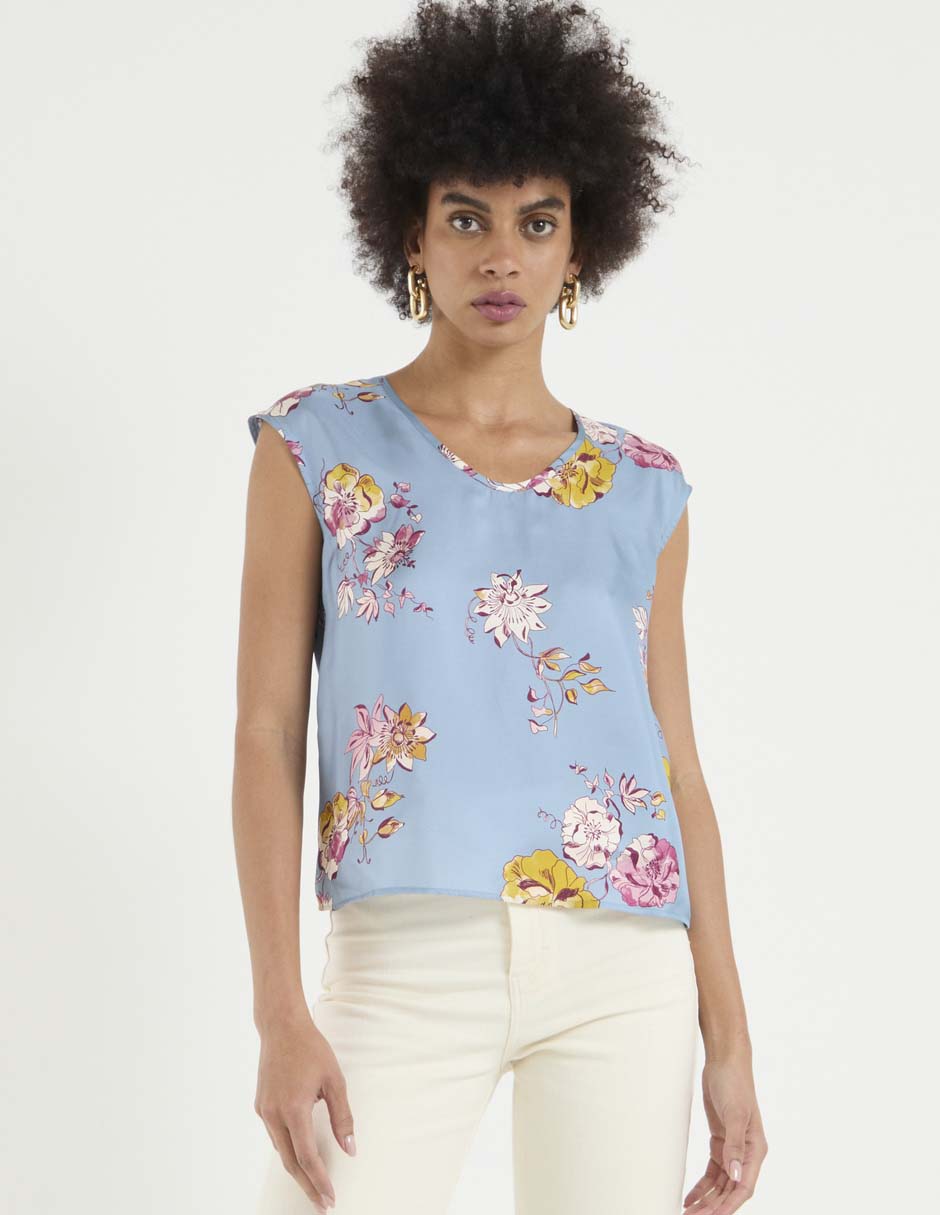 Blusa manga corta para mujer
