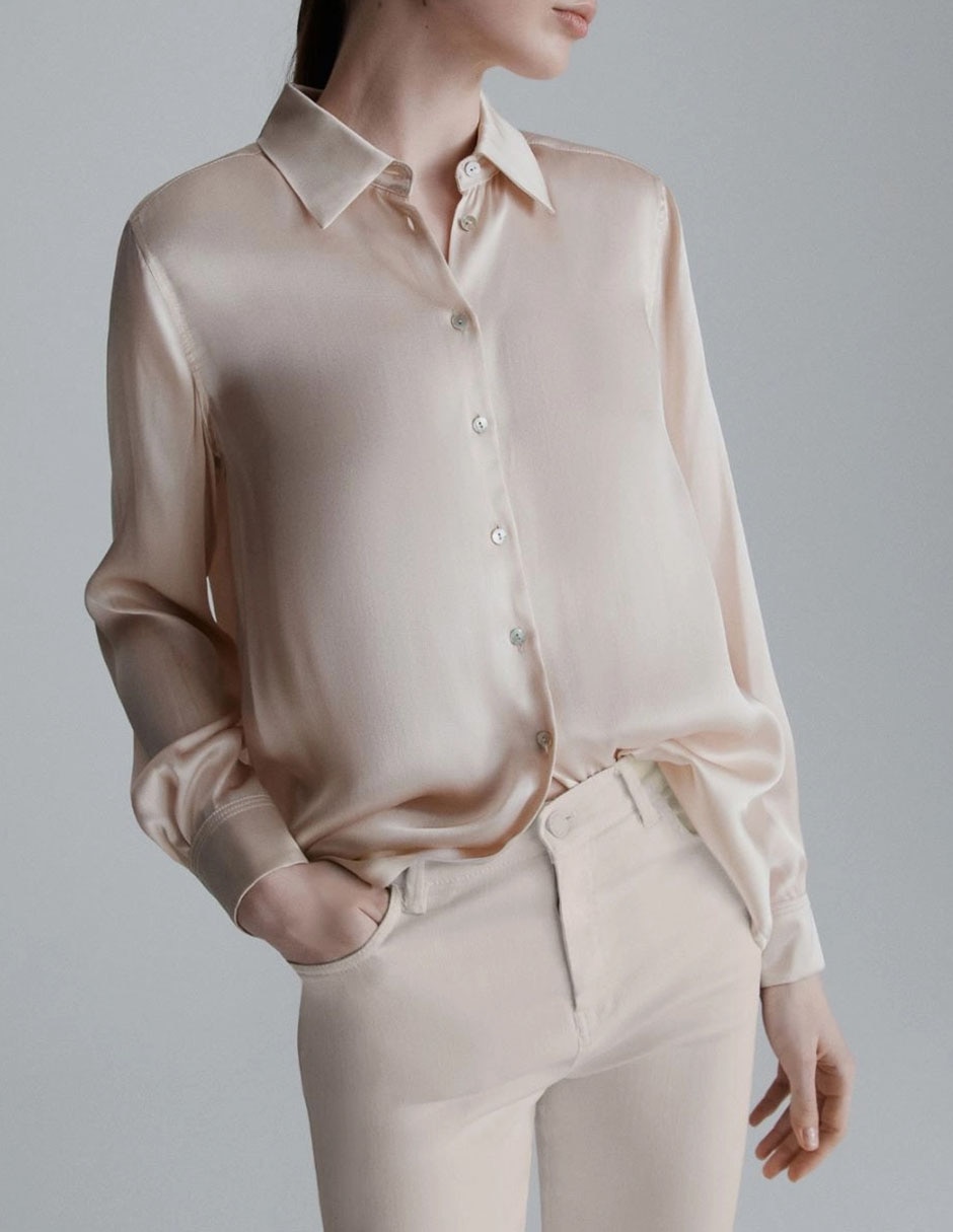 Camisa de algodón manga larga para mujer