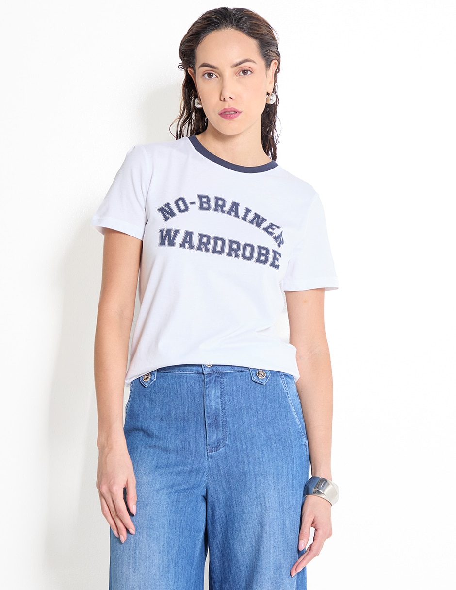 Playera manga corta cuello redondo para mujer
