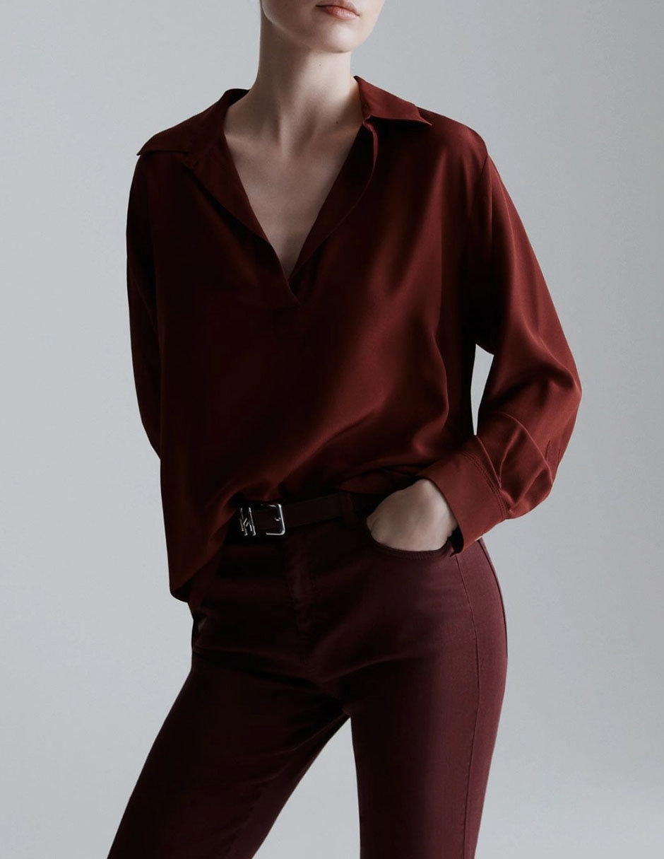 Camisa de algodón manga larga para mujer Camisa de algodón manga larga para mujer