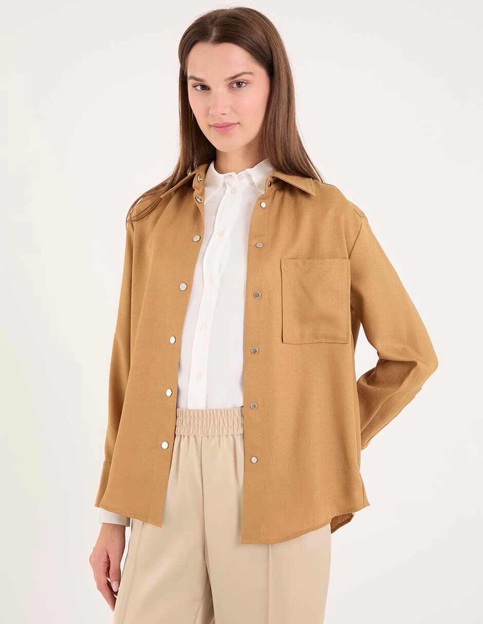 Sobrecamisa de algodón manga larga para mujer
