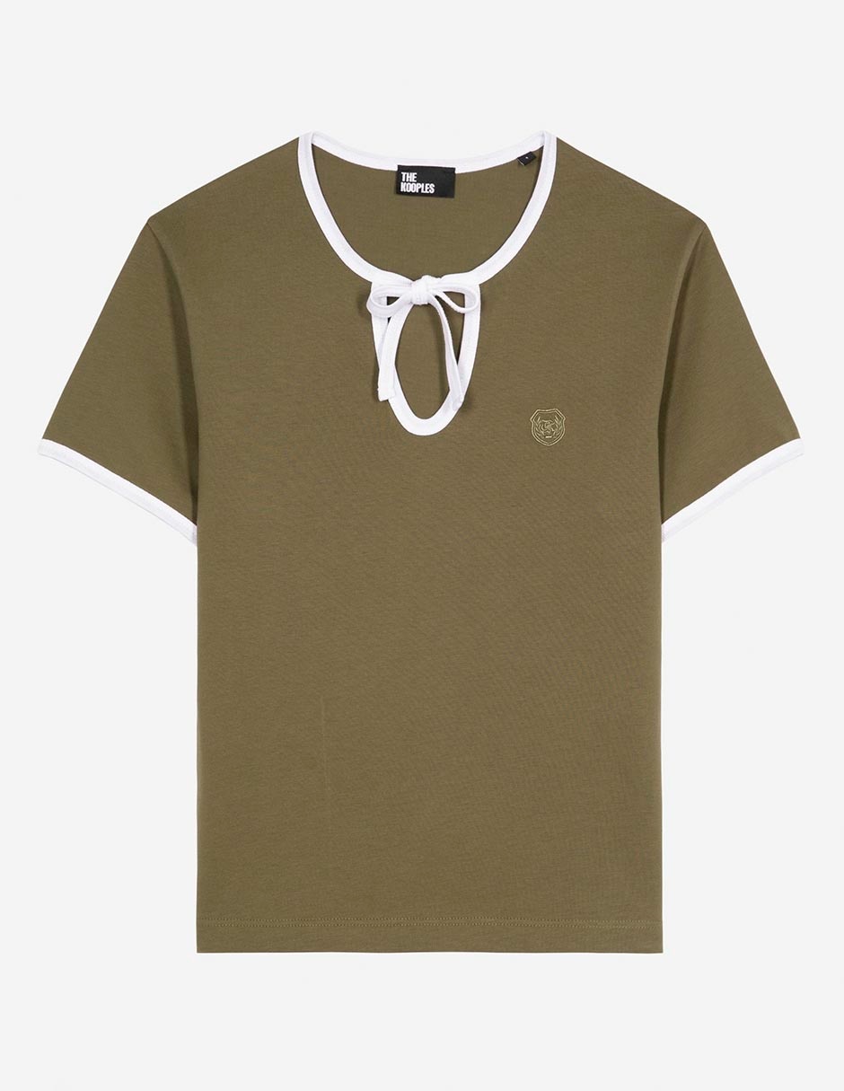 Playera manga corta The Kooples cuello con amarre para mujer 5