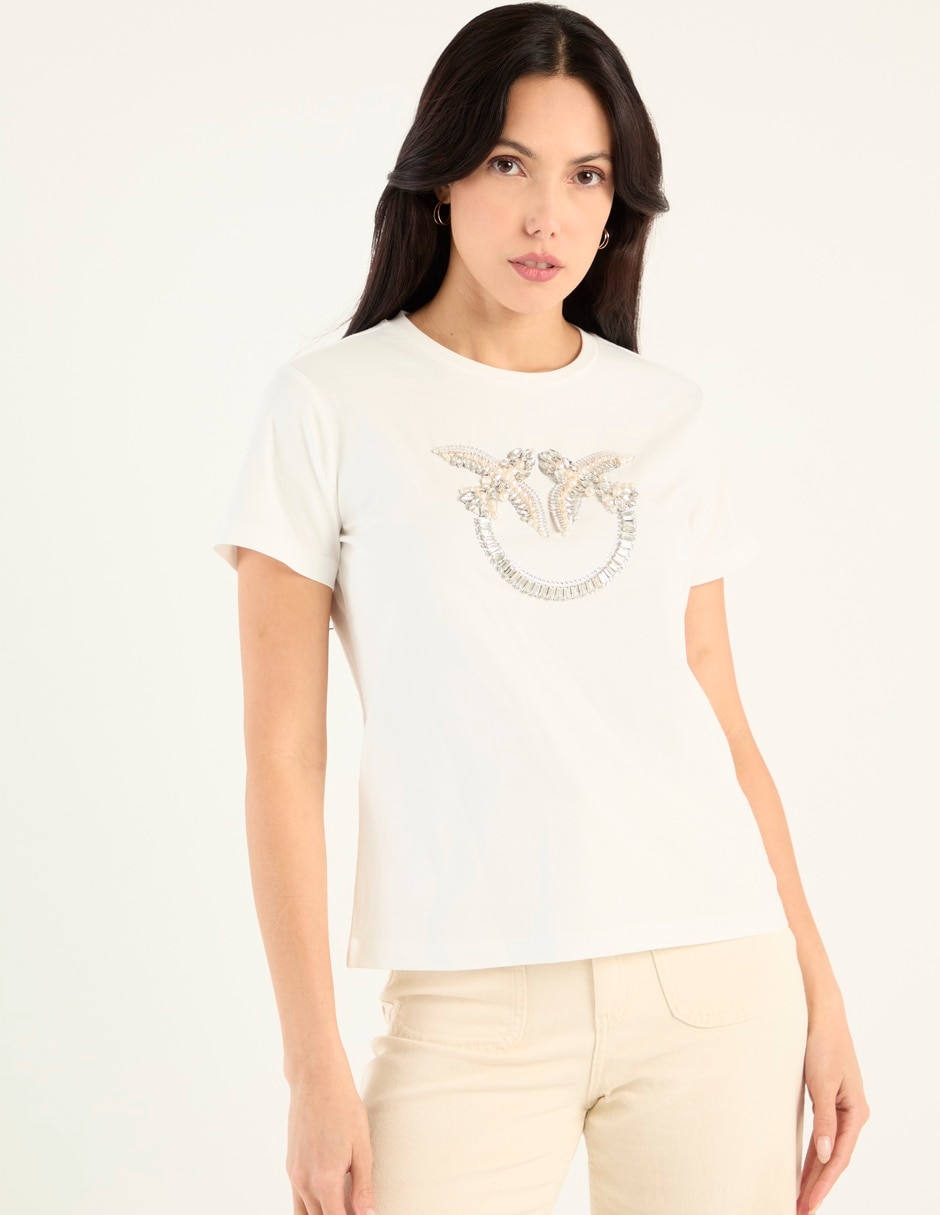 Playera manga corta cuello redondo para mujer