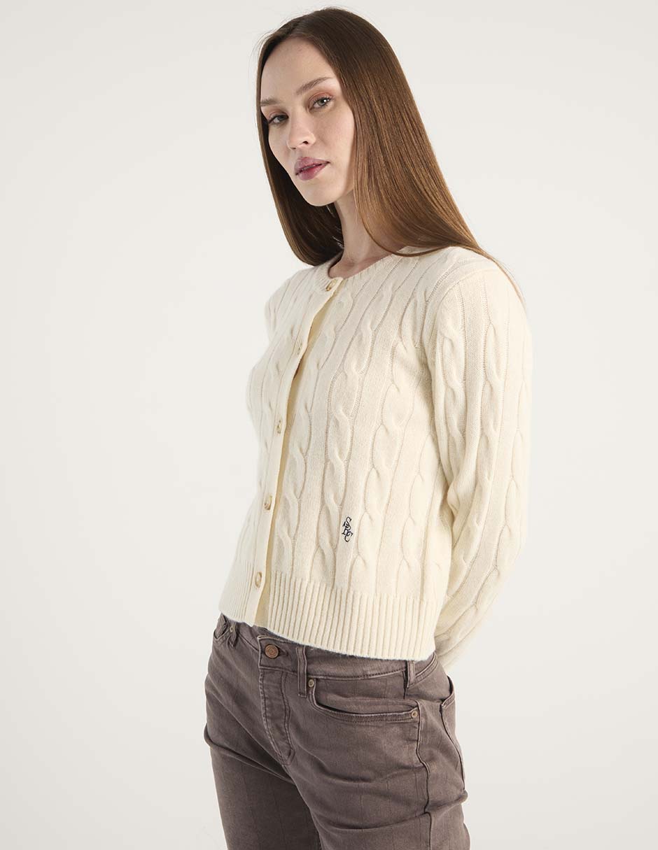 Suéter cuello con botón para mujer