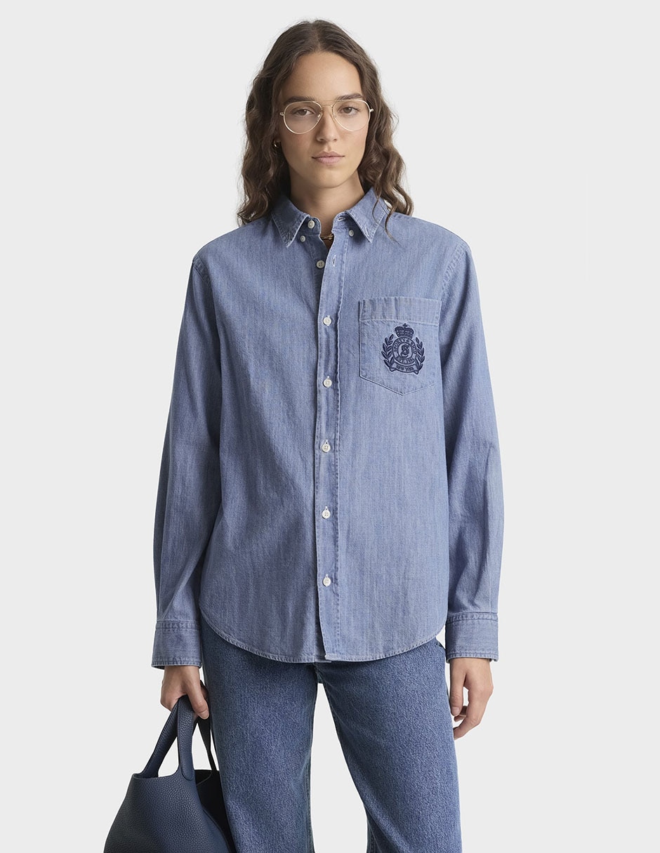 Camisa Sporty & de algodón manga larga para mujer