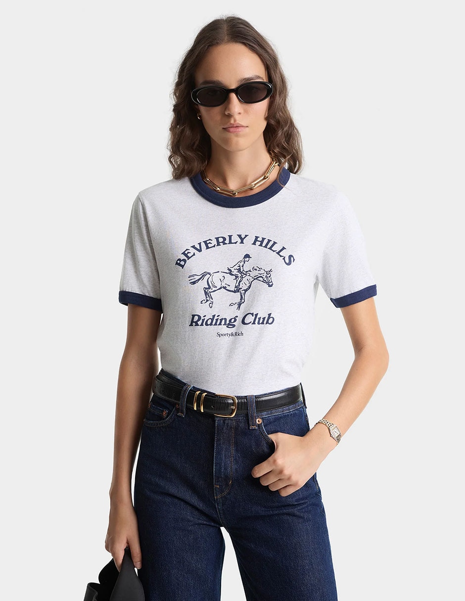 Playera manga corta Sporty & cuello redondo para mujer