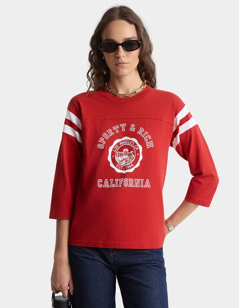 Playera manga 3/4 cuello redondo para mujer Playera manga 3/4 cuello redondo para mujer