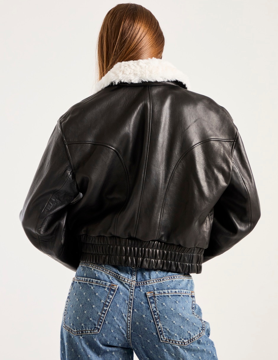 Chamarra para motociclista de piel para mujer 2