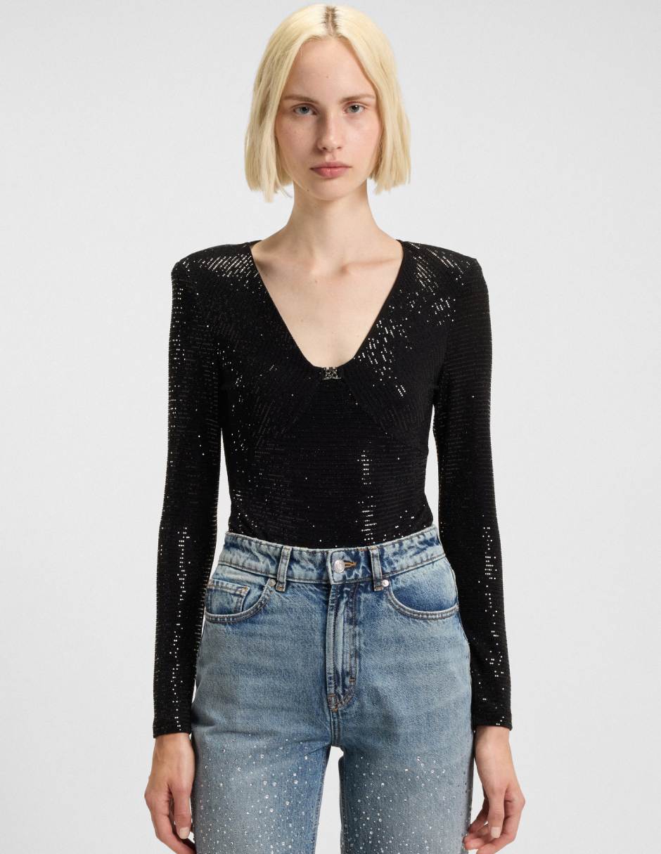 Body cuello redondo escote medio para mujer