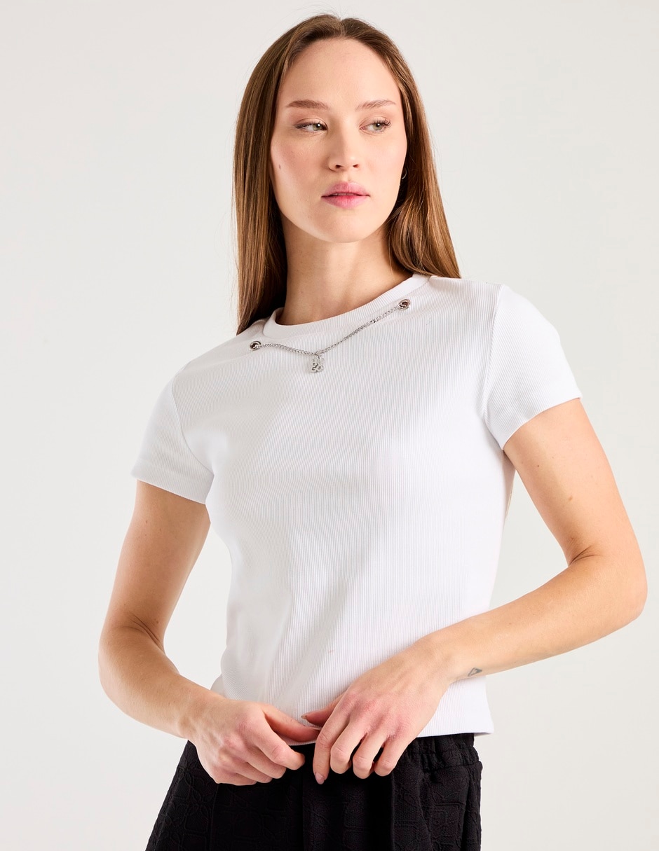 Playera manga corta cuello redondo para mujer