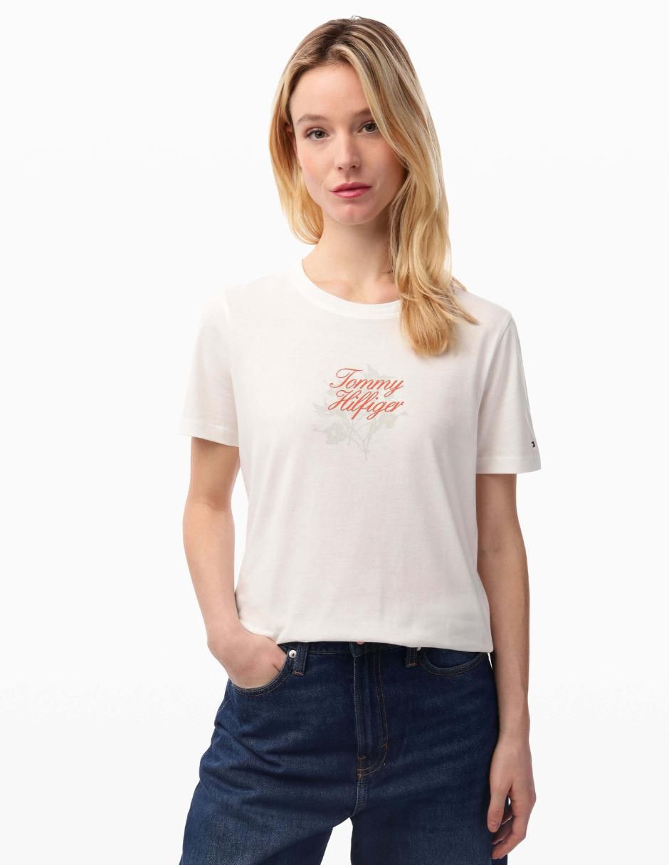 Cuello V Playera Roja Tommy Playera Manga Corta Tommy Hilfiger